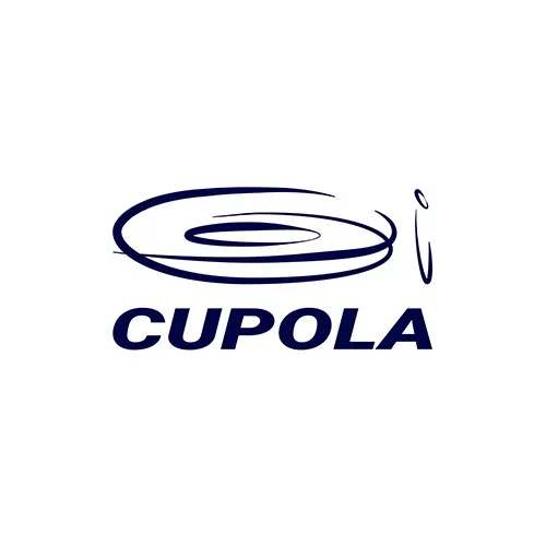 Cupola Magdeburg Logo. Ellipical lines that form a galaxy-looking spiral and the text CUPOLA.